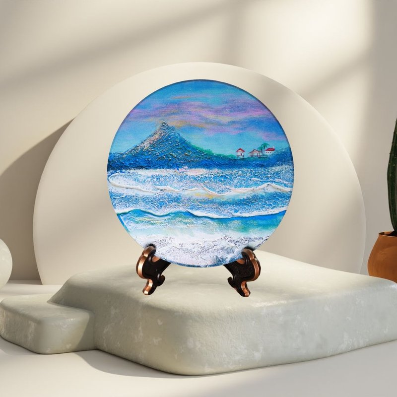 【艺术订制】MIT台湾莺歌陶瓷杯垫 | 小岛 - 杯垫 - 陶 蓝色