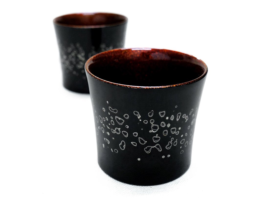 【日初漆艺】天然漆器宽口杯 水之音·银 - 酒杯/酒器 - 木头 银色