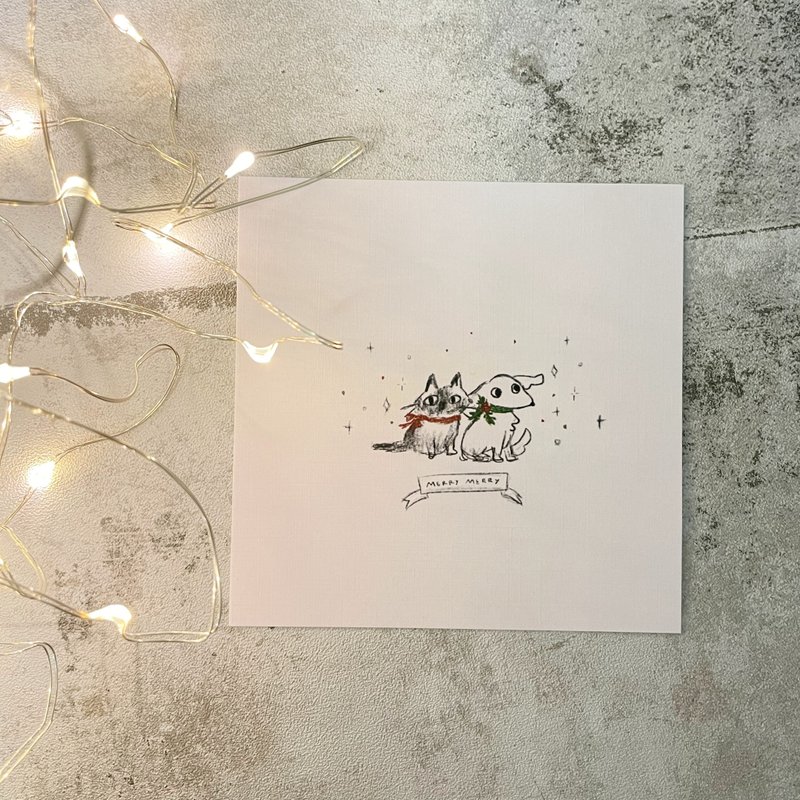 圣诞节我们想吃大块的肉肉-圣诞卡 - 卡片/明信片 - 纸 多色