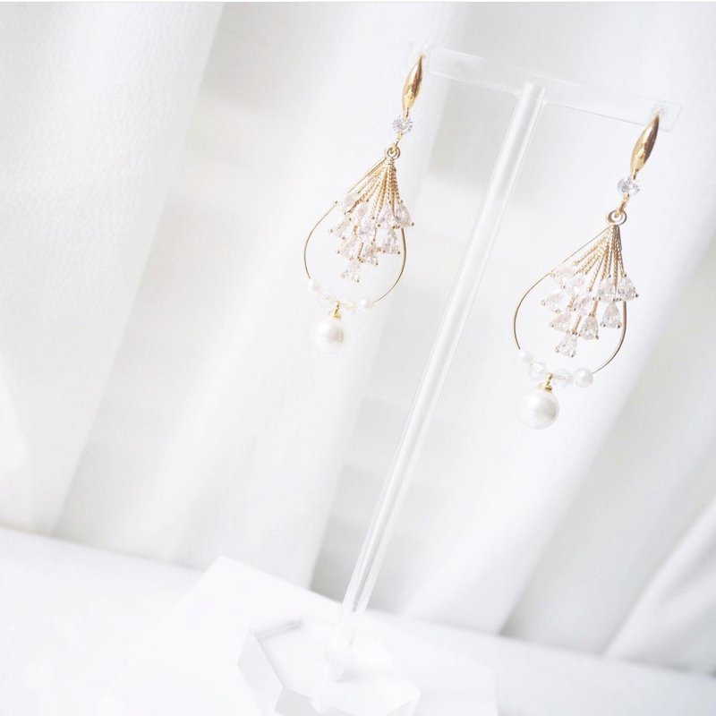 新娘耳环 新娘耳夹 生日礼物 优雅 耳环 耳夹 定制化 定制 - 耳环/耳夹 - 其他金属 白色