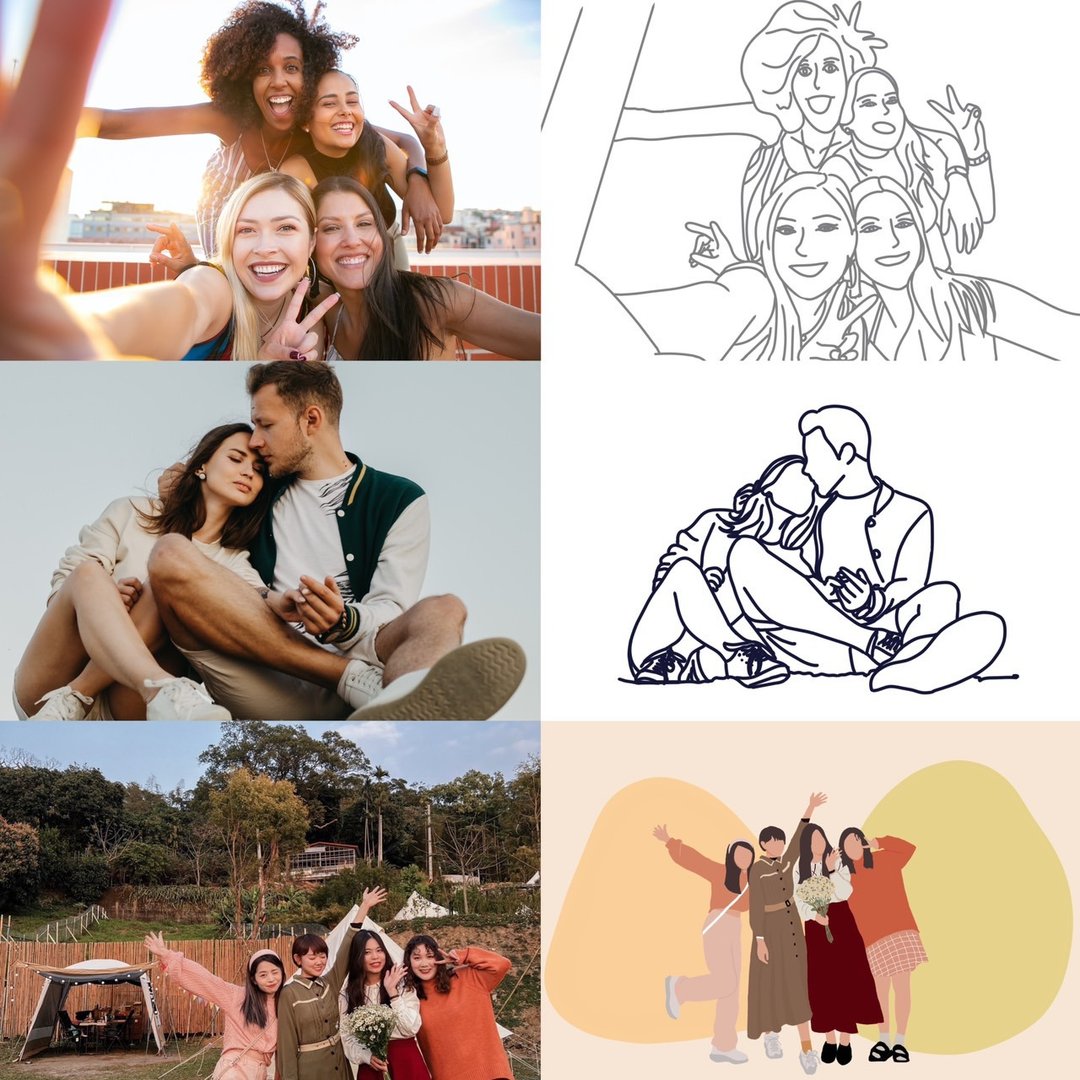 【定制化-照片似颜绘】 手绘 无脸画 情人节礼物 生日礼物 纪念日 - 电子手绘真人画像/绘画/插画 - 其他材质 