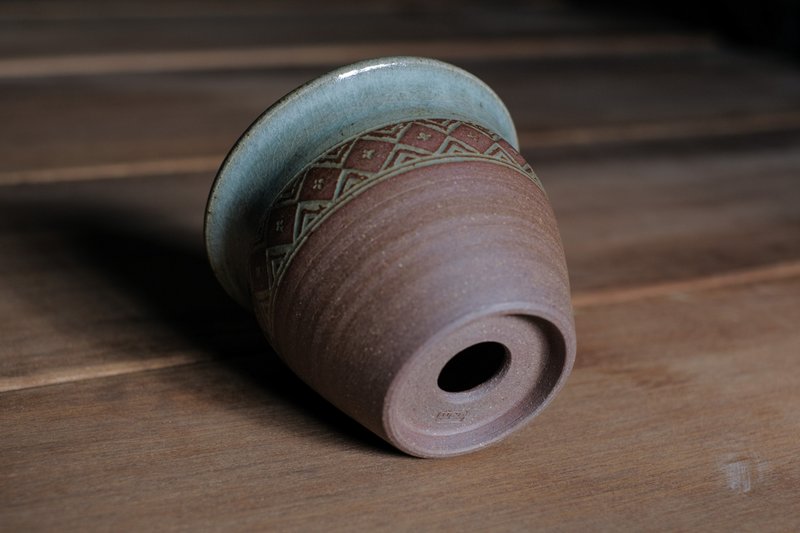 盆器 l 青瓷 l 菱格纹 陶盆栽 - 植栽/盆栽 - 陶 咖啡色