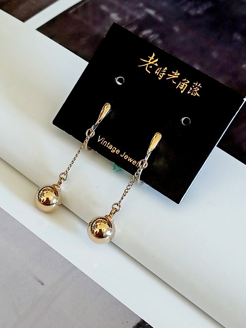 vintage jewelry  Trifari 简约垂坠金球 夹式耳环 - 耳环/耳夹 - 其他金属 
