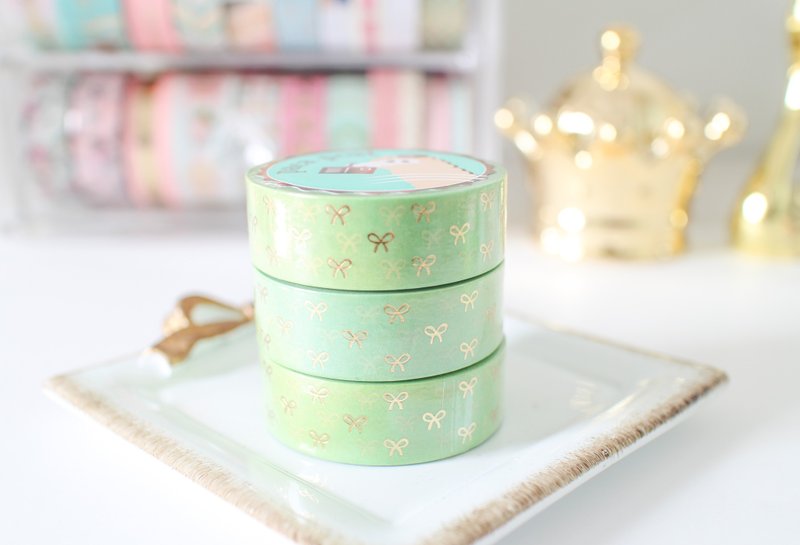 烫金纸胶带 －青苹果蝴蝶结 - 纸胶带 - 纸 