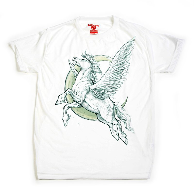 Pegasus The fly horse unisex men woman cotton mix Chapter One T-shirt - 男装上衣/T 恤 - 棉．麻 白色