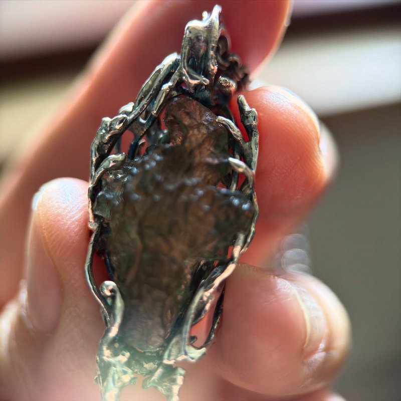 Moldavite / 捷克陨石 / 护心 - 项链 - 半宝石 绿色