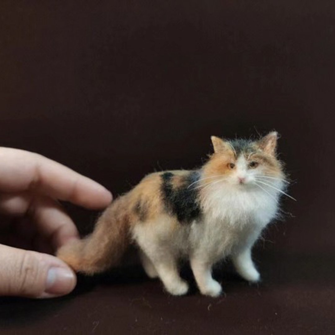 定制化礼物 逼真猫猫 羊毛毡 毛孩 宠物 娃娃 猫咪猫奴 似颜绘 e3 - 玩具 - 羊毛 多色