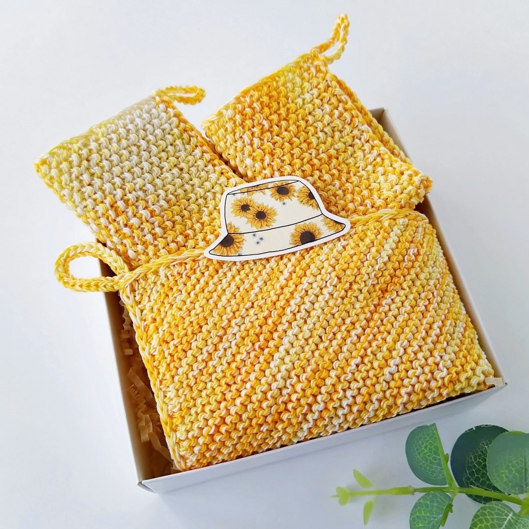 Reusable kitchen cloths, 編織菜瓜布, 洗碗, 防疫抗菌 織物, Zero waste kitchen - 碗盘清洁 - 棉 黄色