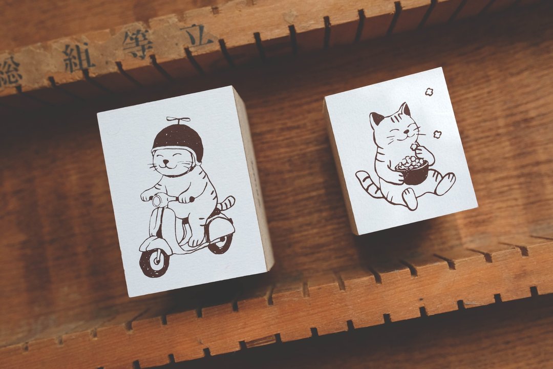 Smiling Cat-压缩木印章 - 印章/印台 - 木头 