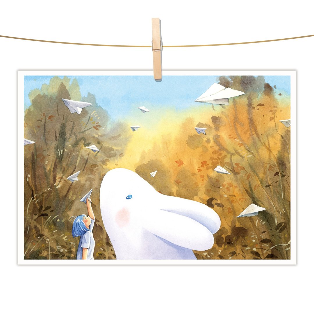 afu水彩插画明信片 - 思念的折纸 - 卡片/明信片 - 纸 橘色
