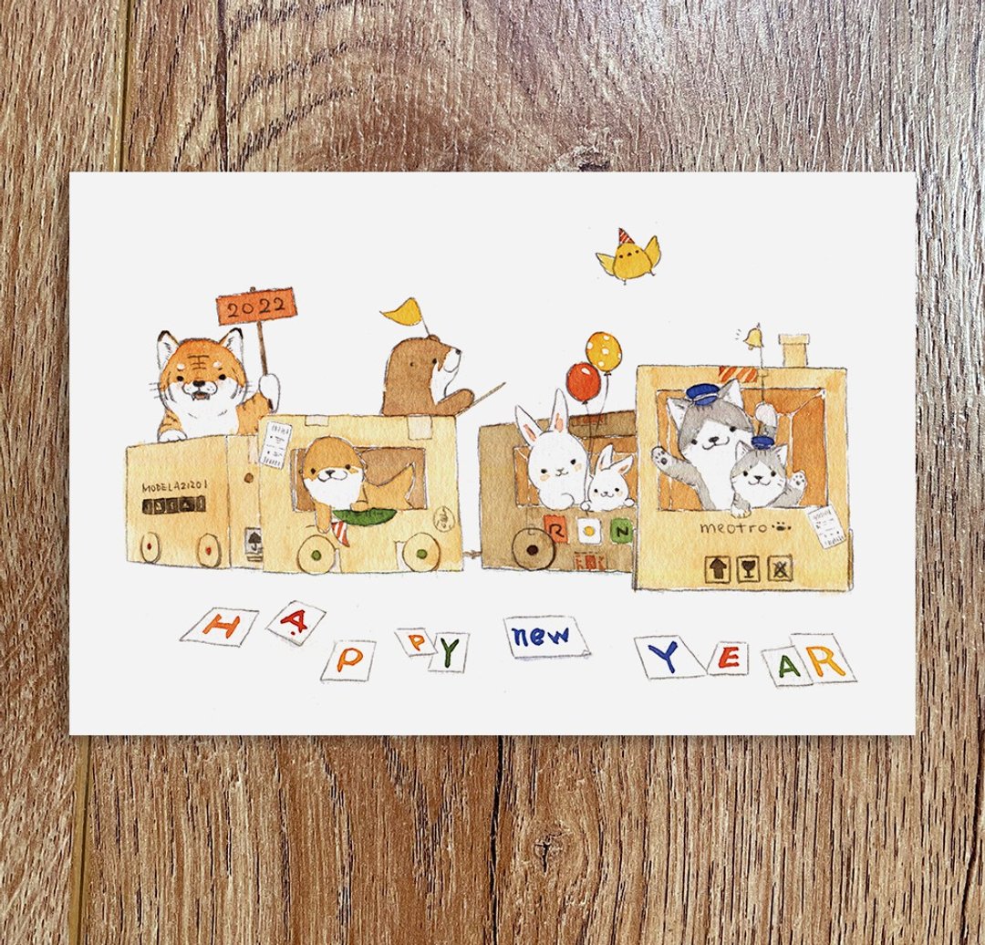 Shine原创可爱水獭与小动物2022限定明信片套装6枚入 - 卡片/明信片 - 纸 
