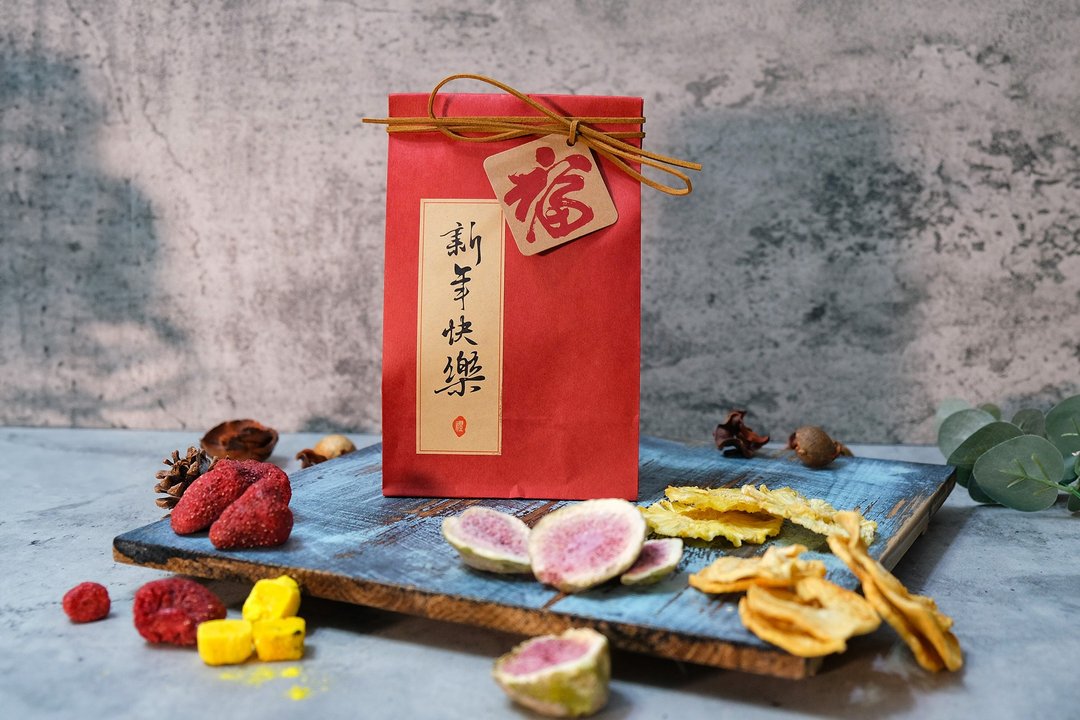 【禾果】新年皮绳福袋 (综合果干)-新年福袋 - 水果干 - 其他材质 白色