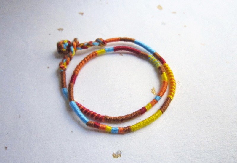 冒险者 民族双圈圆绳 幸运绳编织手环 (可选色) - 手链/手环 - 棉．麻 咖啡色