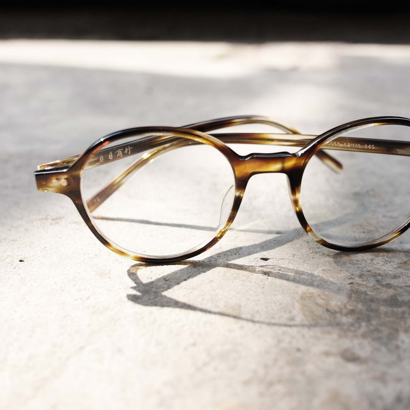 【目目商行】复古板材细圆框 新品 高质感 茶纹色 - 眼镜/眼镜框 - 其他材质 