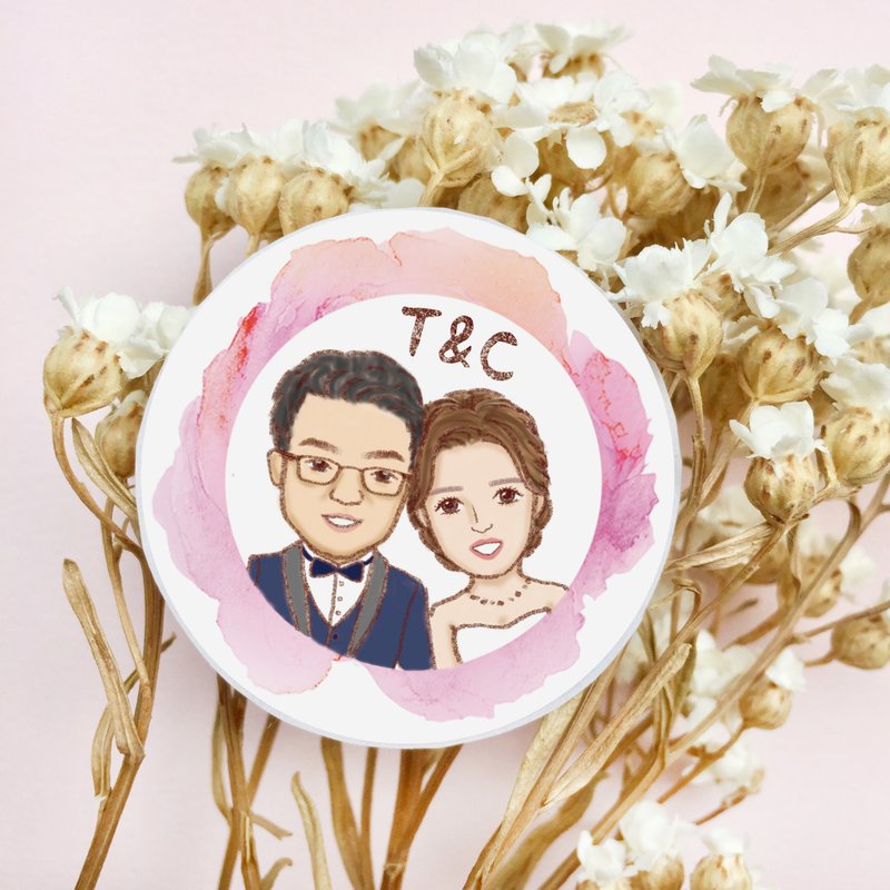 婚礼贴纸 | 定制肖像 - 订制画像 - 纸 粉红色