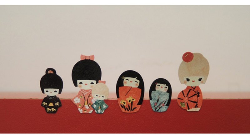 1010 Kokeshi 小芥子 日本娃娃 手帐贴纸 日本风 装饰贴纸 日记 - 贴纸 - 纸 