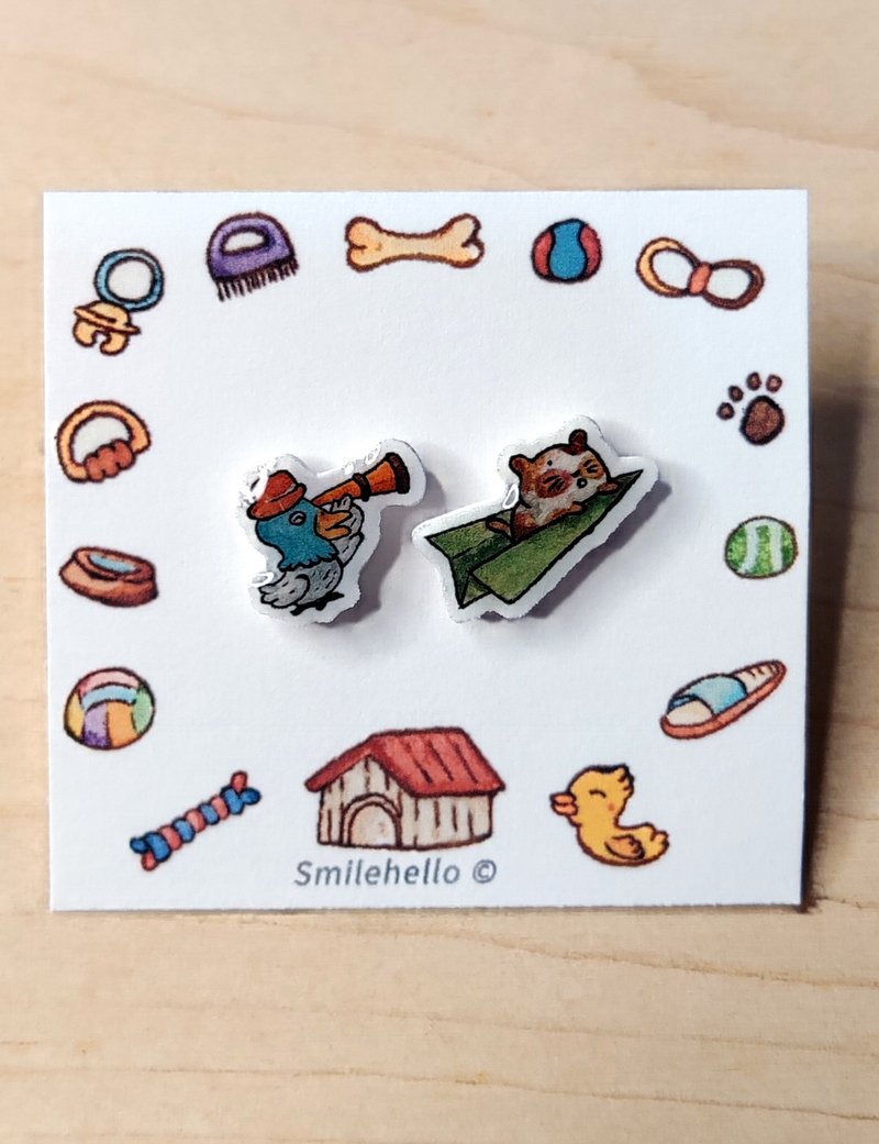 耳钉 / 耳夹 / 耳环 手工制作 眺望飞翔 - 一对 - 耳环/耳夹 - 其他材质 多色