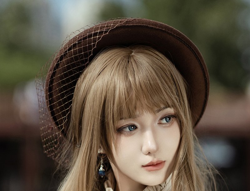 合作限定 诡秘之主×蒸汽大陆 佛尔思系列 古典 网纱 圆顶 小礼帽 - 帽子 - 聚酯纤维 咖啡色