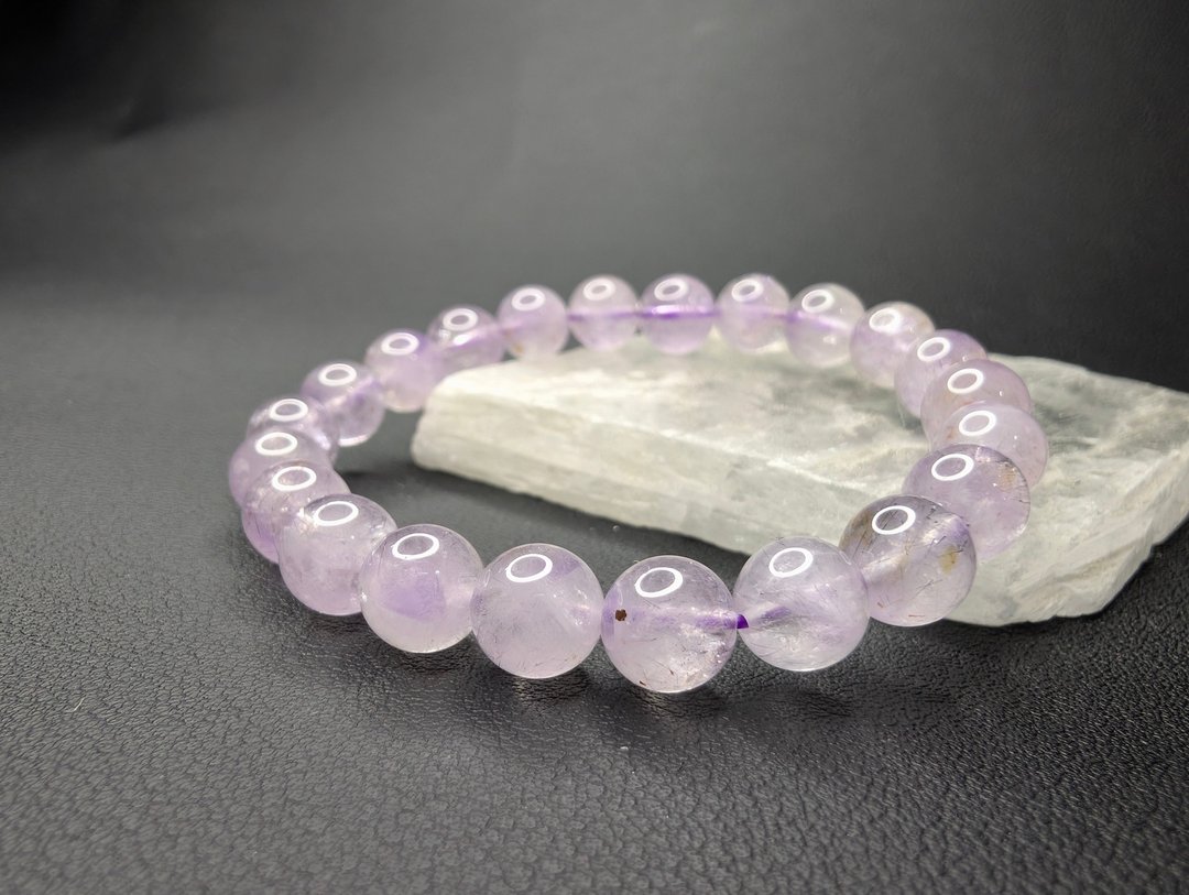 紫兔毛 Quartz Rutilated 巴西 8.5mm 天然水晶 - 手链/手环 - 水晶 紫色