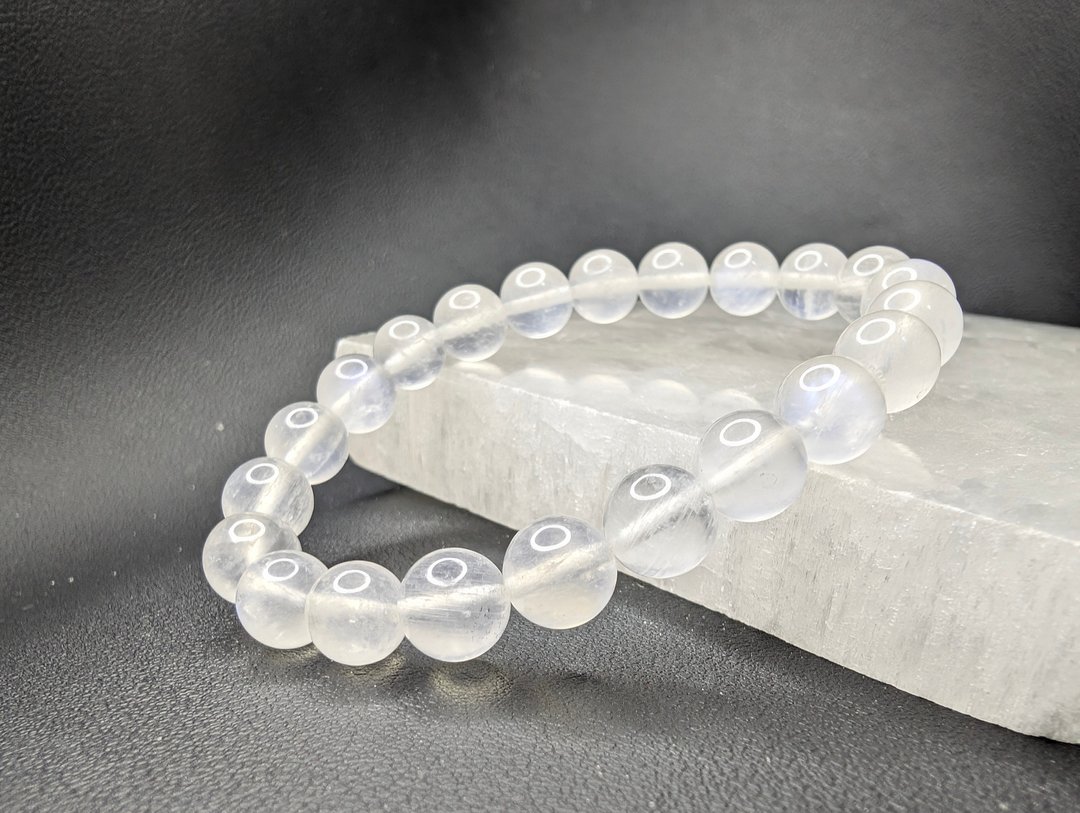 蓝月光石 Moonstone 手串 手链 天然水晶 8.5mm - 手链/手环 - 水晶 