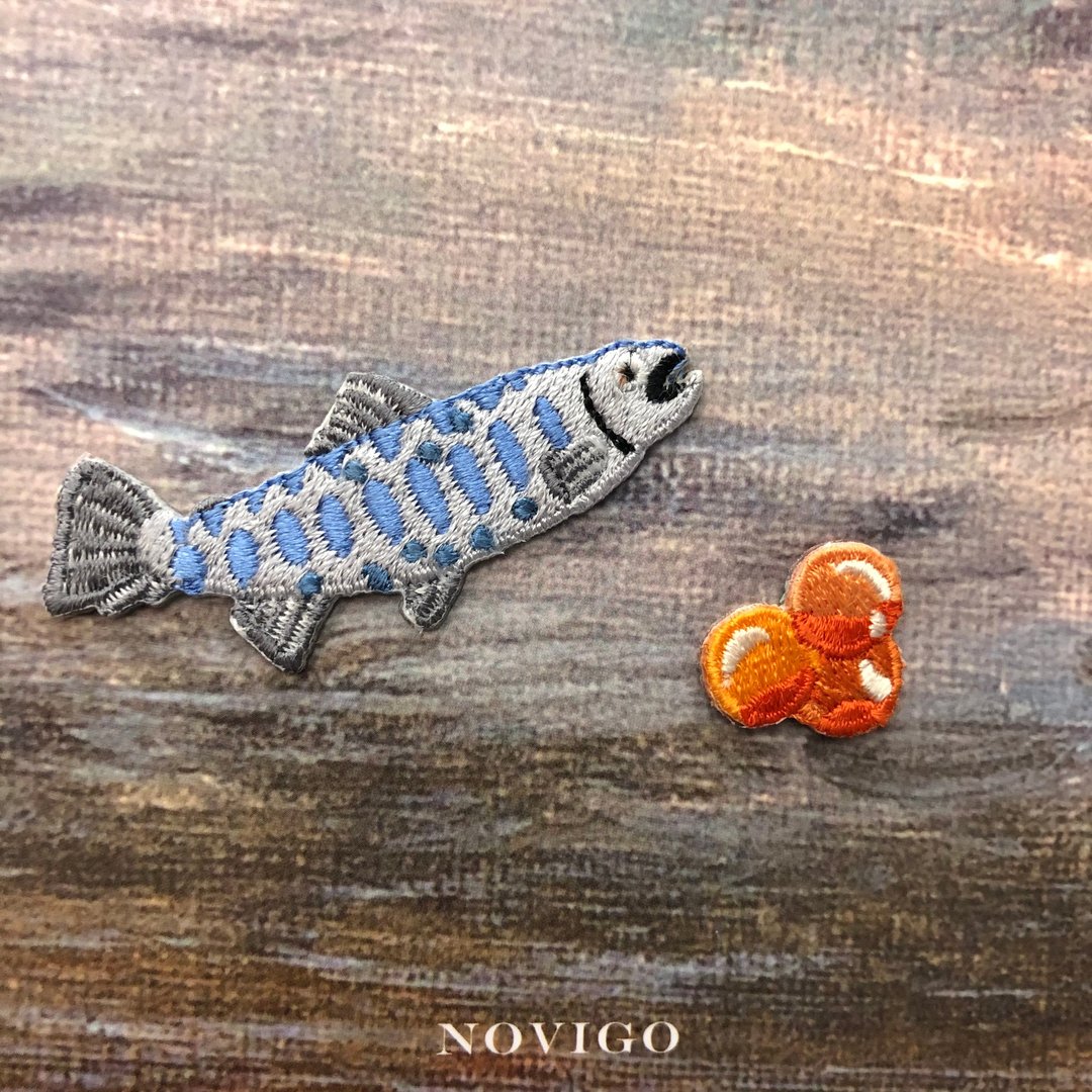 Novigo 台湾动物熨烫刺绣 / 樱花钩吻鲑 - 徽章/别针 - 绣线 