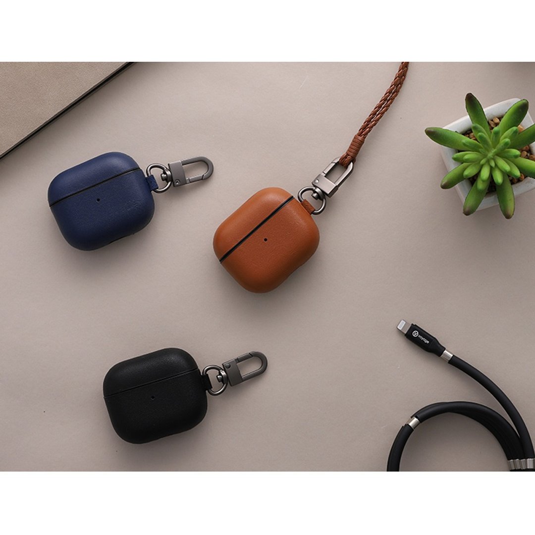 VOYAGE AirPods(第3代)真皮防摔壳-纯黑/浅棕/深蓝 - 其他 - 塑料 多色