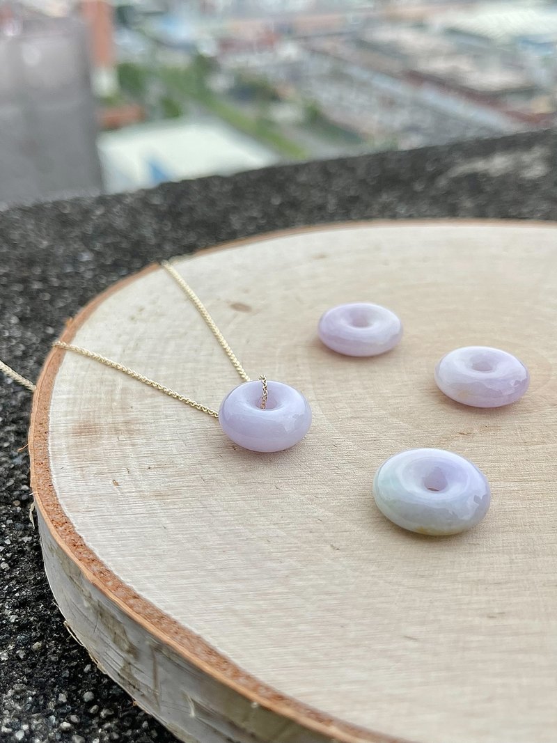 天然缅甸翡翠-紫罗兰平安扣项链 礼物 精选 天然石 玉 礼物 - 项链 - 玉石 紫色