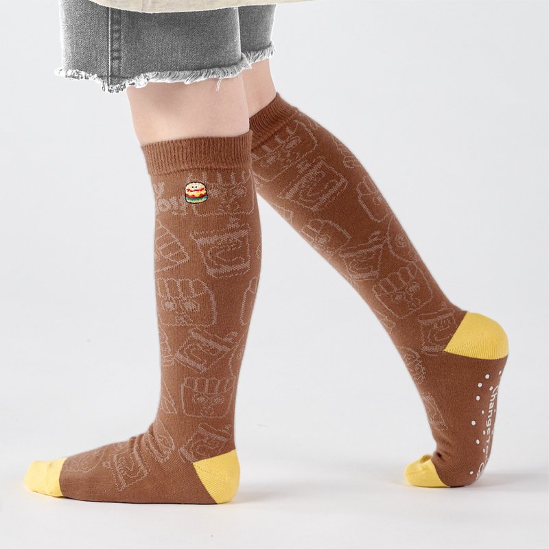 联名Crazygogo_下课钟声 膝下童袜 - 咖(4y-9y) - 袜子 - 棉．麻 咖啡色