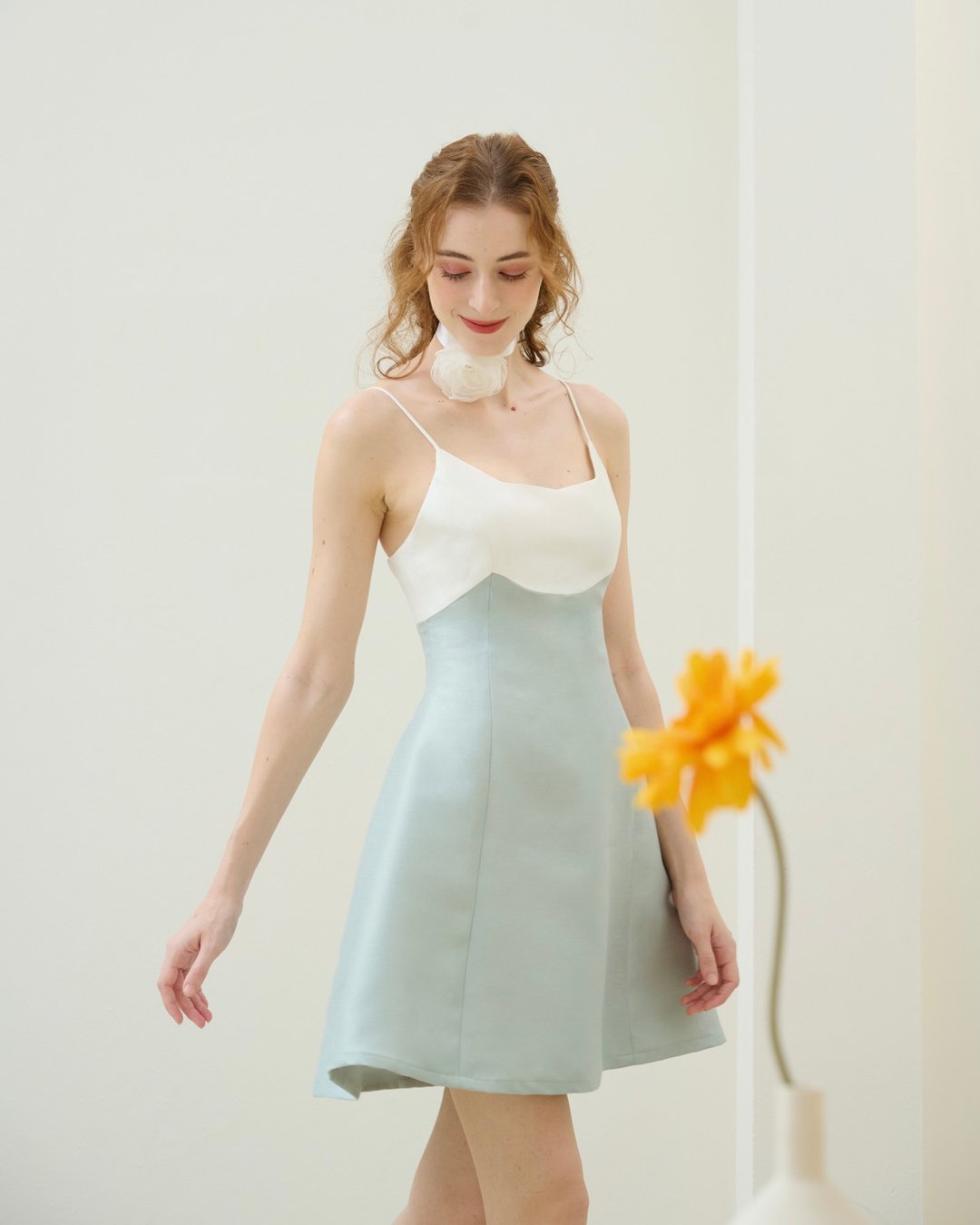 Two Tone scallop dress 薄荷绿 - 洋装/连衣裙 - 聚酯纤维 绿色