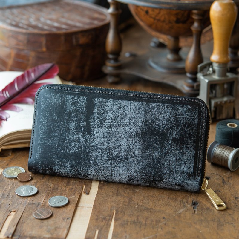Made in Japan Cowhide Bridle made in JAPAN handmade leather wallet - 皮夹/钱包 - 真皮 黑色