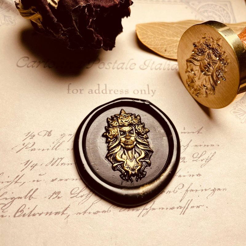 希腊神话玫瑰花神克罗斯火漆印章浮雕3D立体复古章头手帐信封印章 - 印章/印台 - 铜/黄铜 
