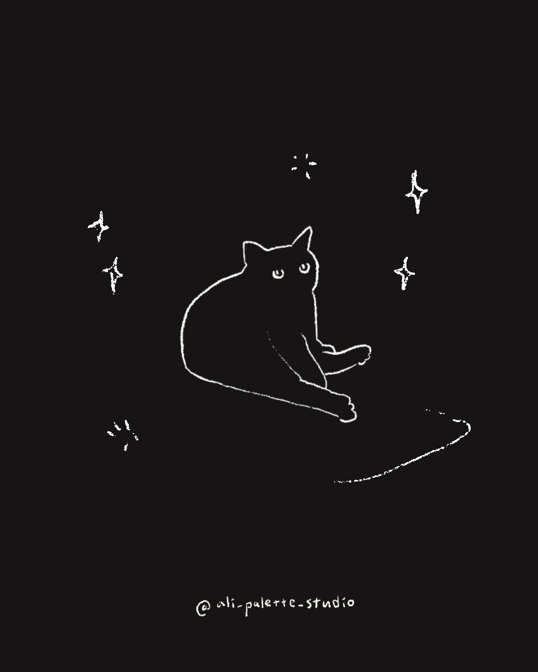 定制化刺青图腾Totem-style black and white cat - 电子手绘真人画像/绘画/插画 - 其他材质 
