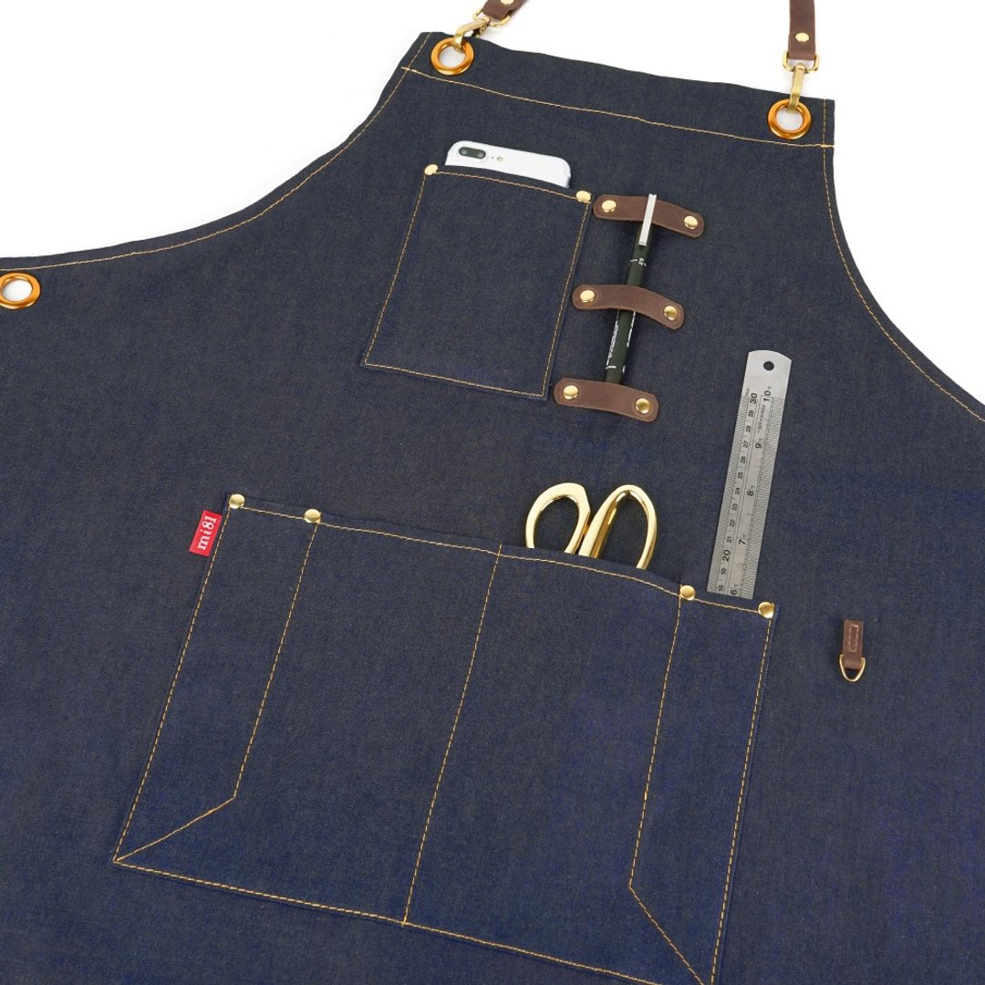 围裙【Working Apron 交叉背带真皮牛仔工作围裙】工作服 - 围裙 - 真皮 多色