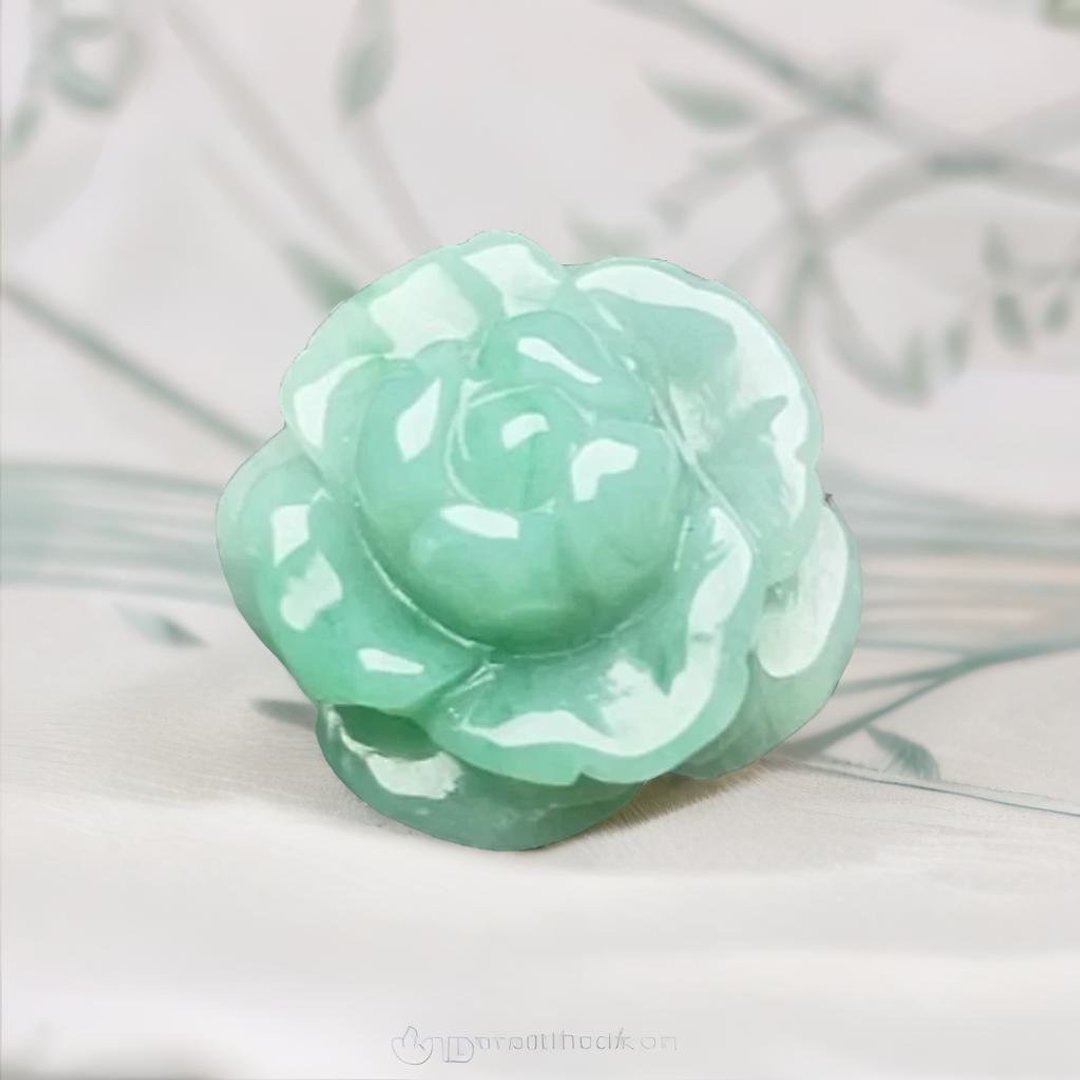 果绿翡翠牡丹花 | 裸石 | 天然缅甸玉翡翠A货 | 送礼 - 金工/饰品 - 玉石 绿色