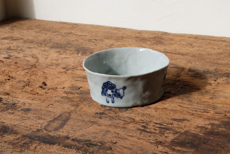 手绘青花贵宾狗小碗 汤碗 - 碗 - 陶 