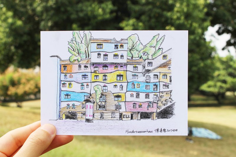 【德式∞欧洲∞派】百水公寓 // 色铅笔原稿建筑画作 - 海报/装饰画/版画 - 纸 