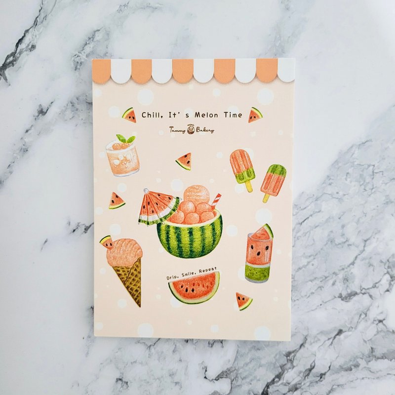 手绘明信片 夏日西瓜 | 图鉴 万用卡 生日卡 食物 甜点 插画 - 卡片/明信片 - 纸 多色