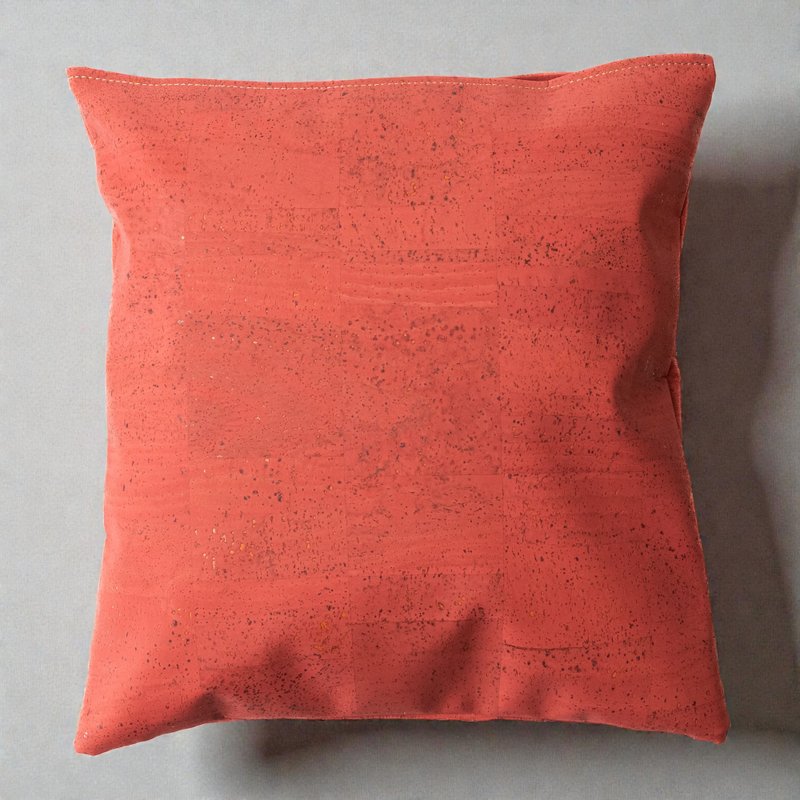软木皮革抱枕套 (珊瑚粉) - 枕头/抱枕 - 环保材料 粉红色