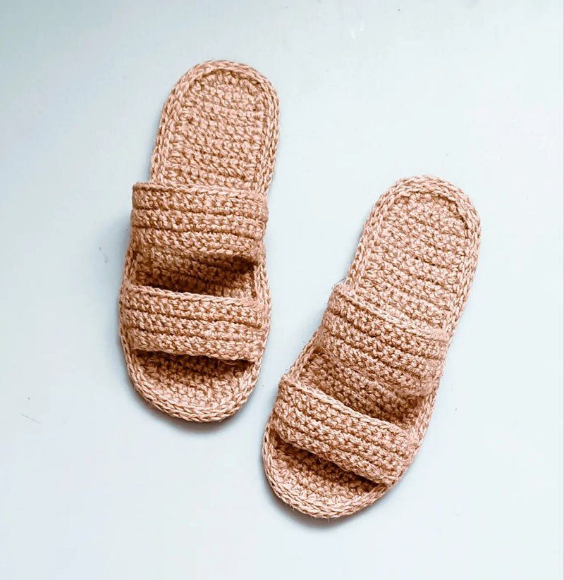 波西米亚风凉鞋露趾拖鞋 适合室内系带圣诞礼物包装 - 室内拖鞋 - 棉．麻 金色