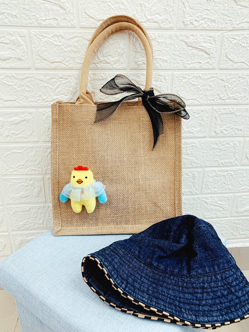 做乜鸡芭蕾舞配饰麻布手提袋 (M) 中码 - 手提包/手提袋 - 棉．麻 多色