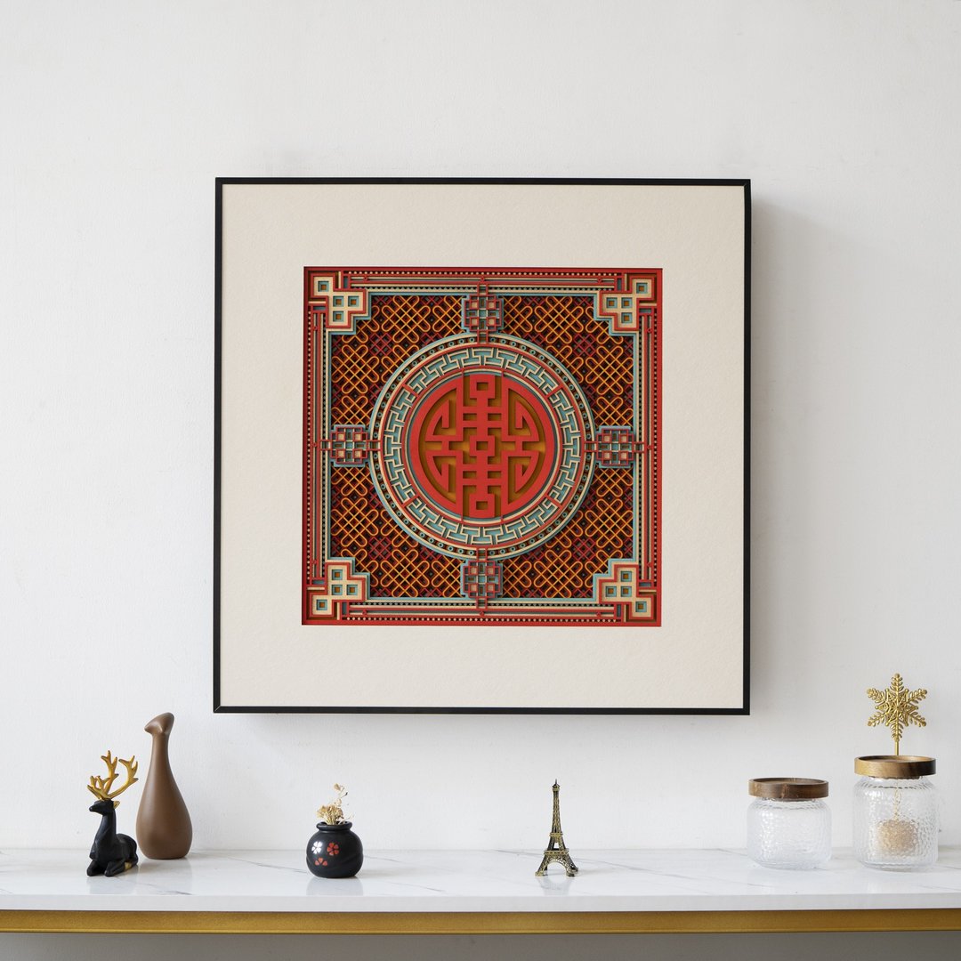 双喜临门|新中式福字挂画沙发背景墙装饰画高档玄关壁画 - 海报/装饰画/版画 - 木头 