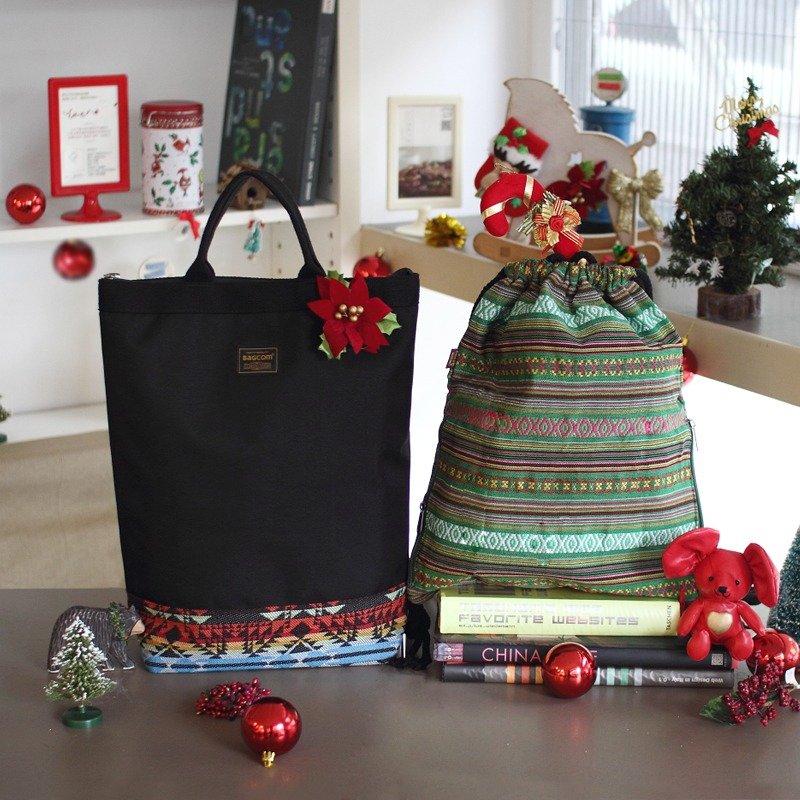 ★★耶诞超值组★★缇花棉绳后背包-绿(+图腾好用手提后背包) - 后背包/双肩包 - 防水材质 