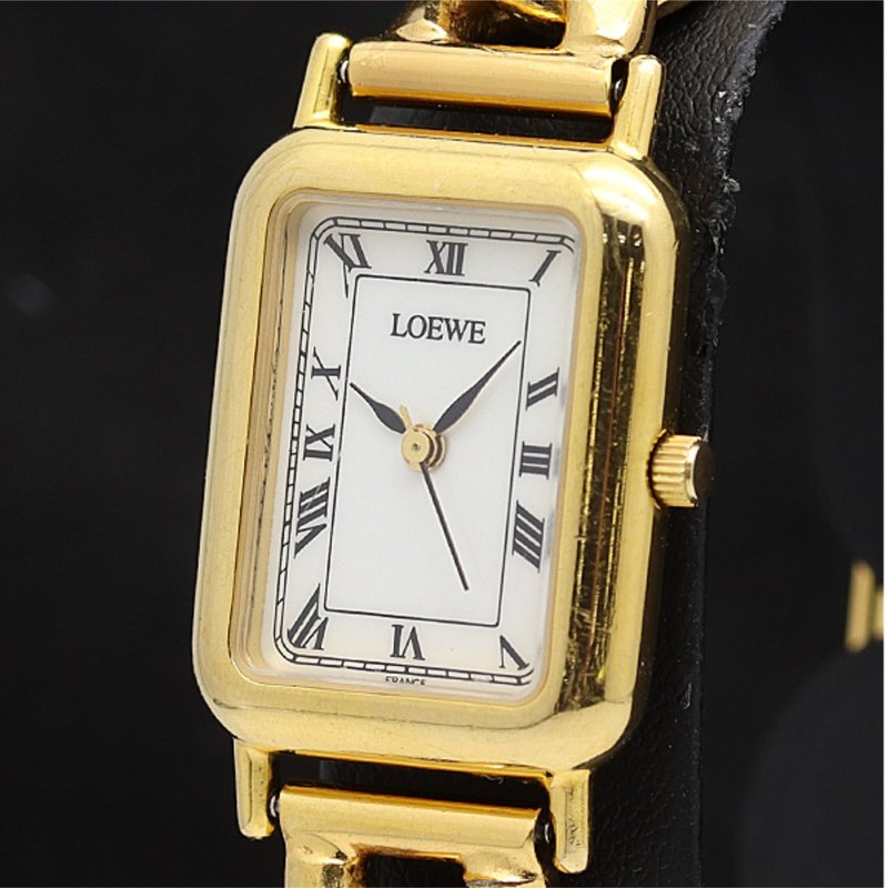 绝版古董表 Loewe Anagram 中古二手男女装金属原木表带手表 腕表 - 女表 - 其他金属 咖啡色