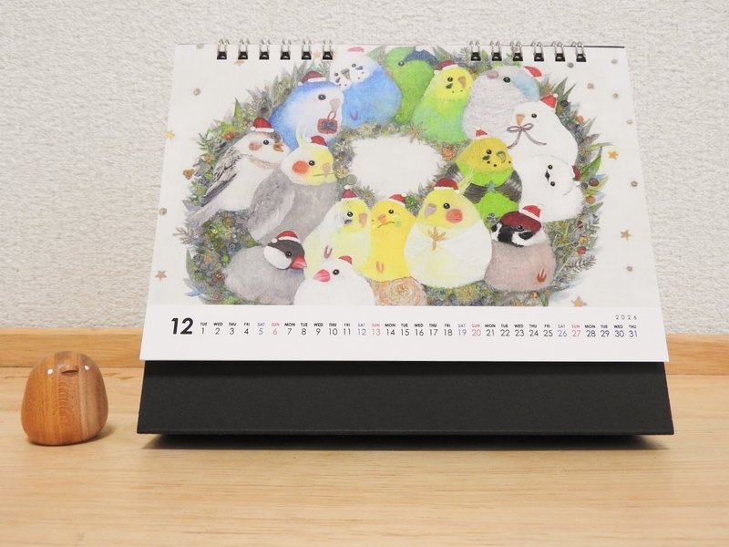 日本规格的日历 2026年1月开始的鸟儿日历 - 年历/台历 - 纸 粉红色