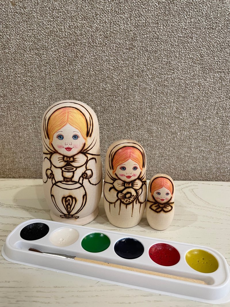 Creative Kit For Children, Wooden Toy Matryoshka, Complete Painting Craft Kit - 玩具/玩偶 - 木头 透明