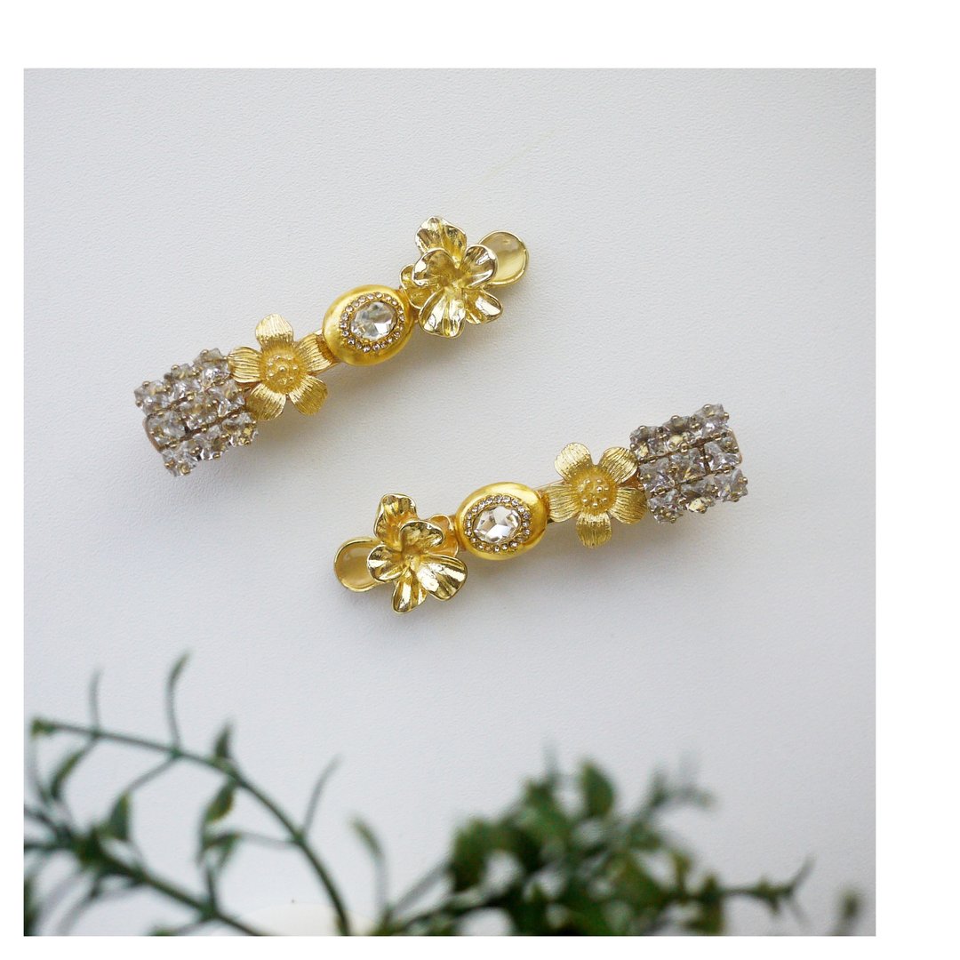 宝石花朵发夹 | 鸭嘴夹 | hair clip - 发饰 - 其他材质 金色