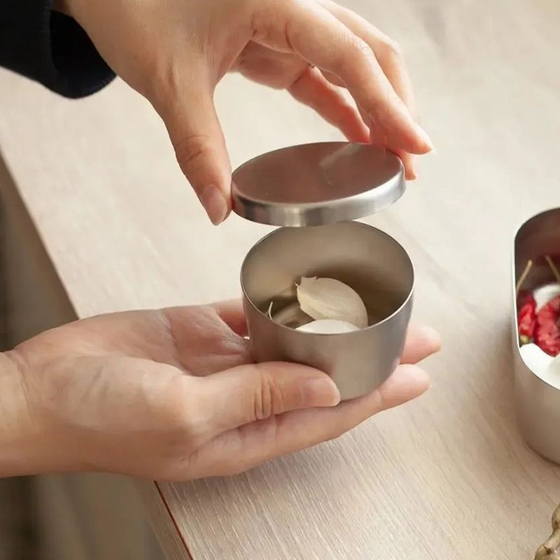 【YOSHIKAWA吉川】日本AND不锈钢保存盒(圆型) 100ml 日本制 - 收纳用品 - 不锈钢 银色