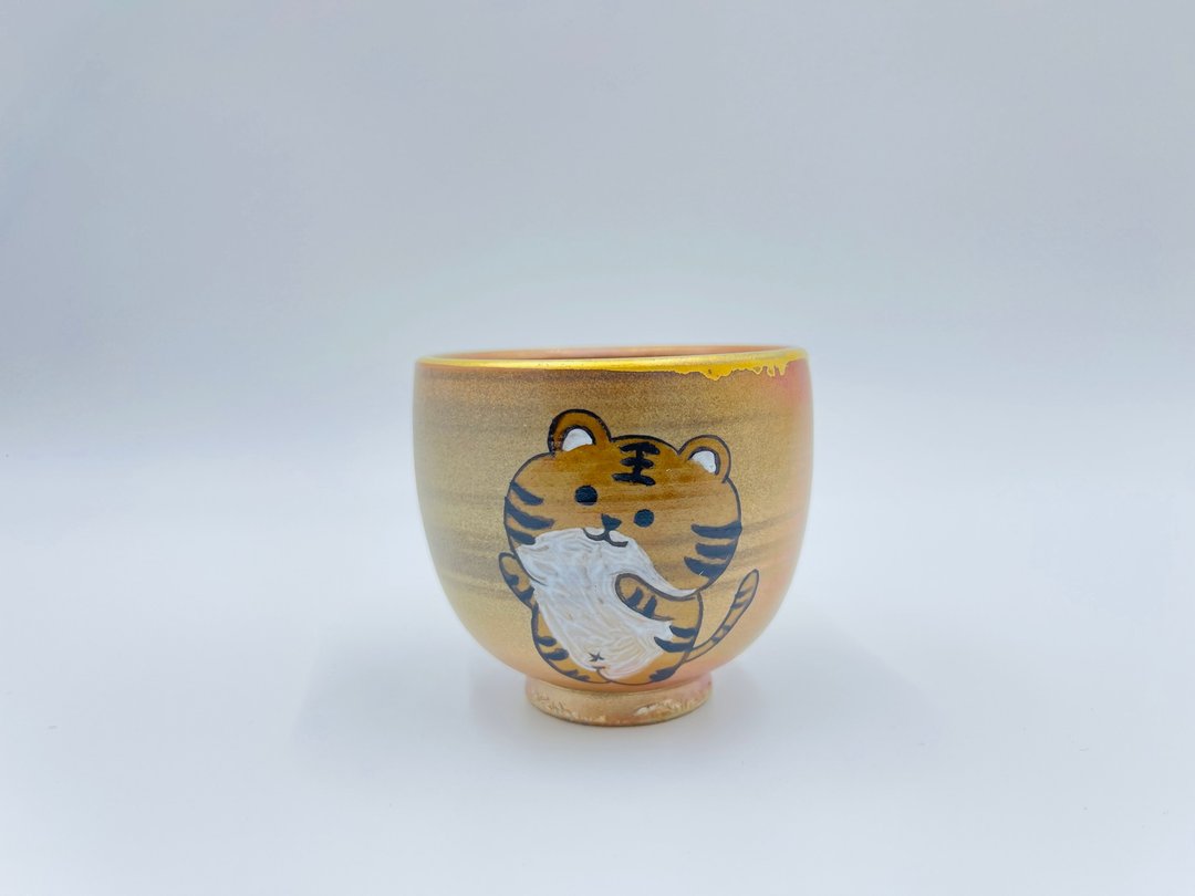 柴烧手工手绘陶瓷主人杯 - 茶具/茶杯 - 陶 白色