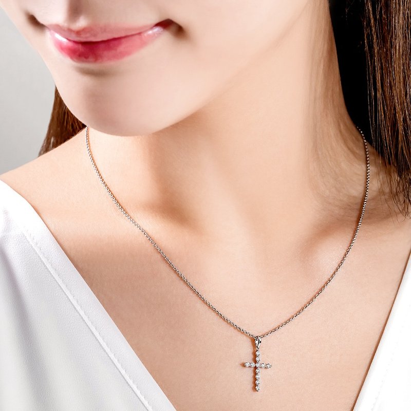 京华钻石 18K 天然钻石 共0.24克拉 钻石项链 十字架系列-恩光 - 项链 - 钻石 