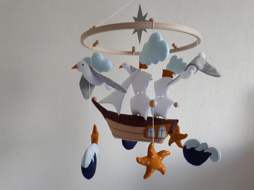 Mobile baby nursery decor crib, ocean mobile, baby shower gift, newborn gift - 玩具/玩偶 - 环保材料 多色